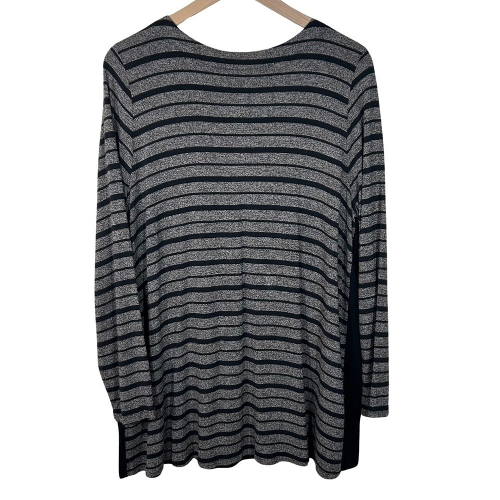 J Jill Wearever Collection Striped Gray/Black Longsleeve Tunic, XL